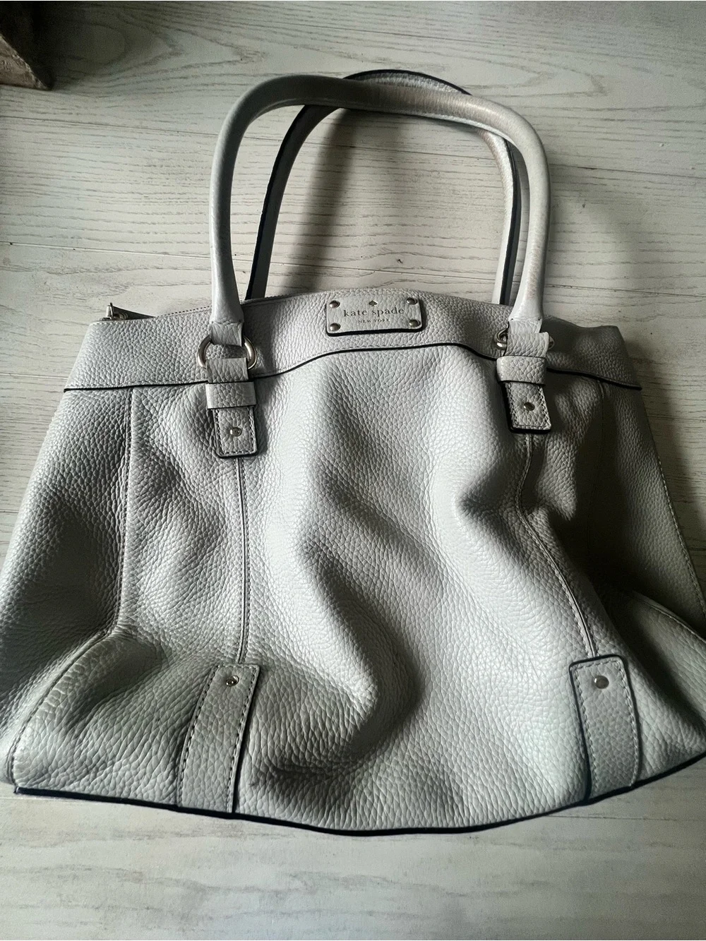 Kate Spade Pebbled Leather Tote in Light Gray